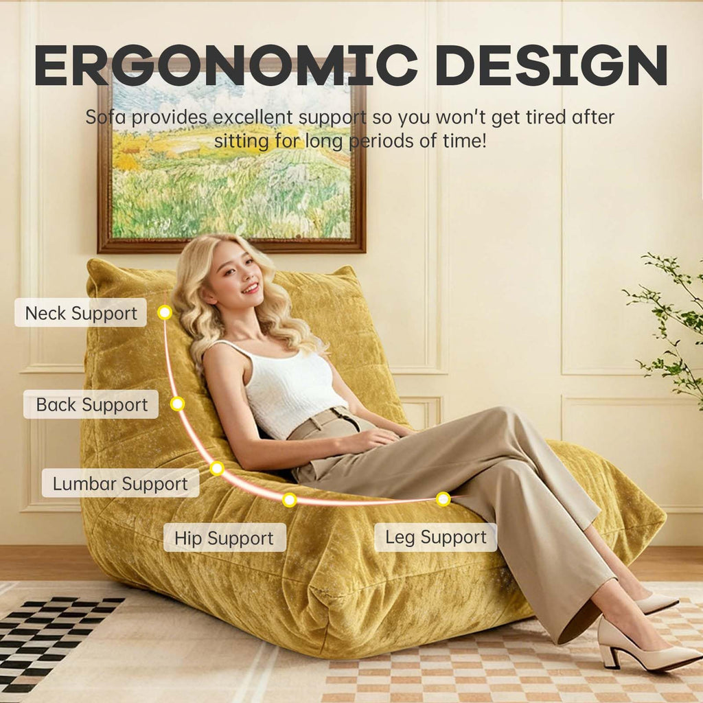 Yellow Memory Foam Bean Bag Chair E185513
