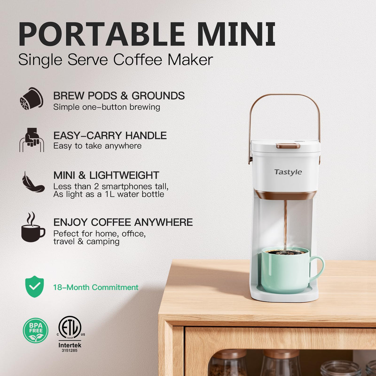 Mini Single Serve Coffee Maker with Handle H737931