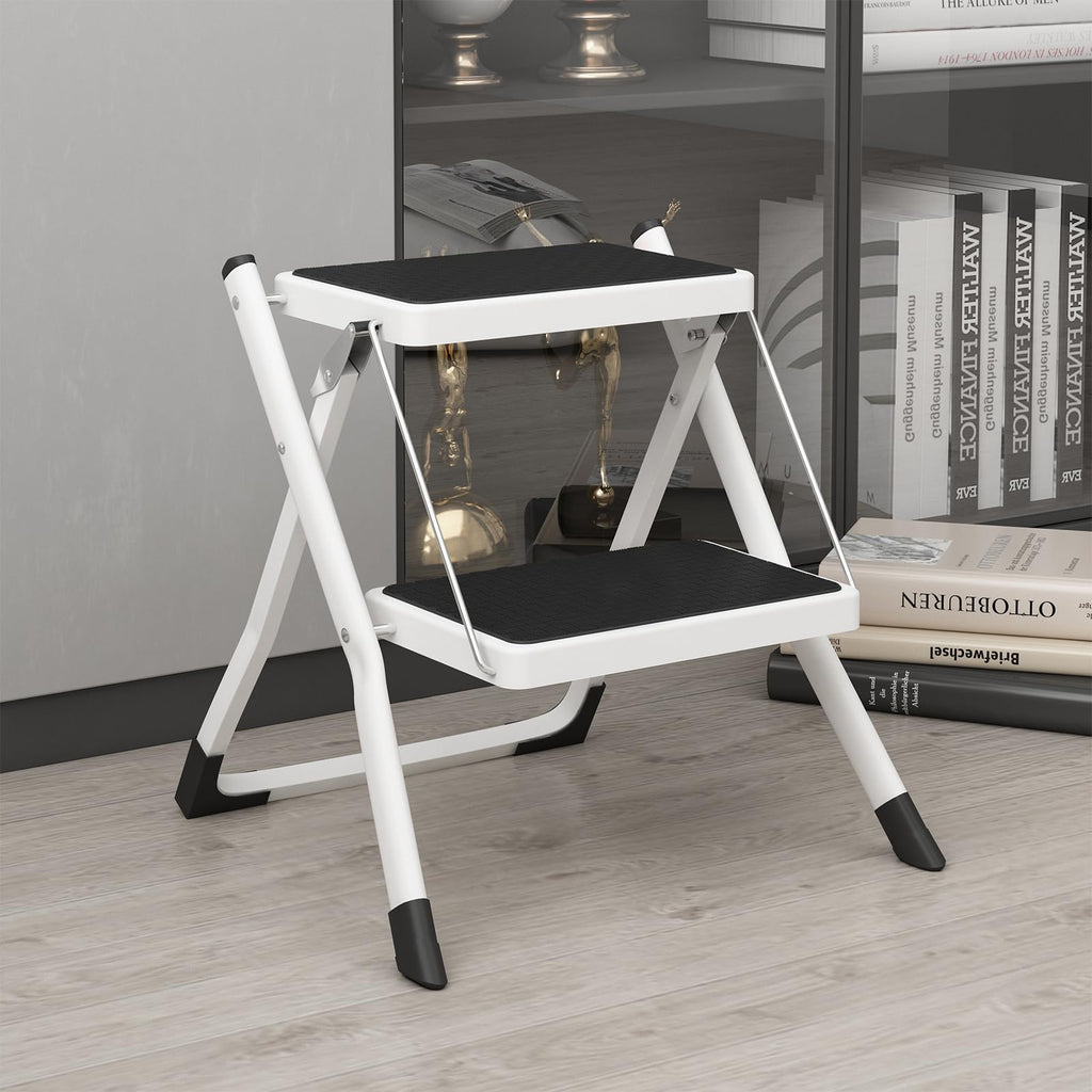 2 Step Folding Metal Step Stool with Anti-Slip Pedal S1323