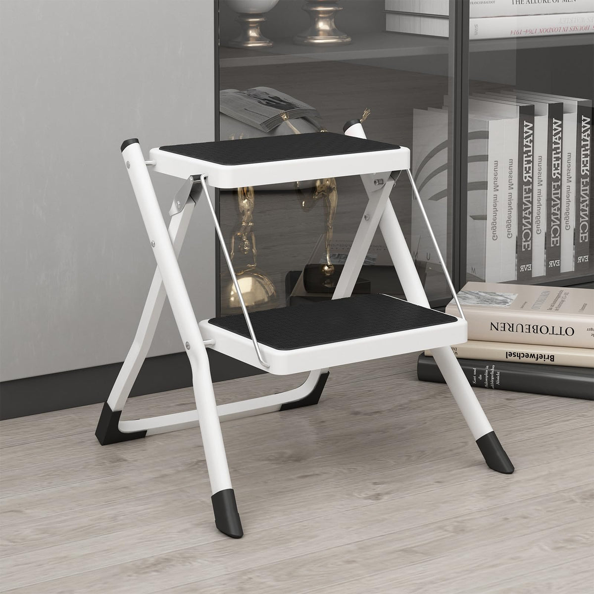 2 Step Folding Metal Step Stool with Anti-Slip Pedal S1323