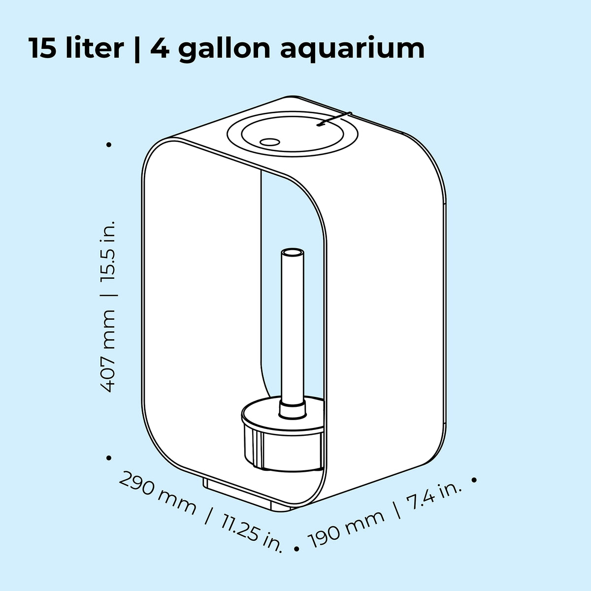 15 Acrylic 4-Gallon Aquarium with LED Lights O901