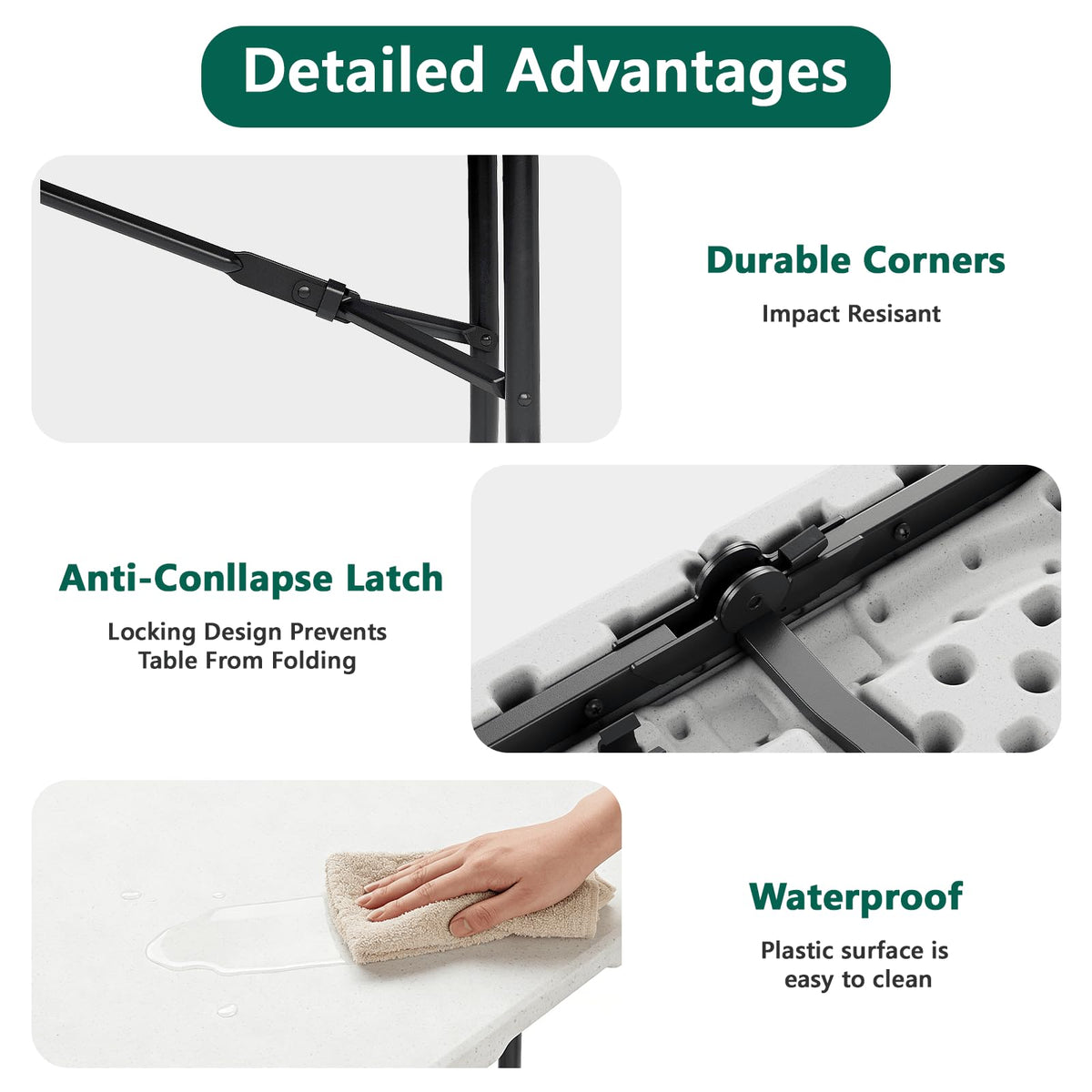 6FT White Folding Table with Steel Legs O89567