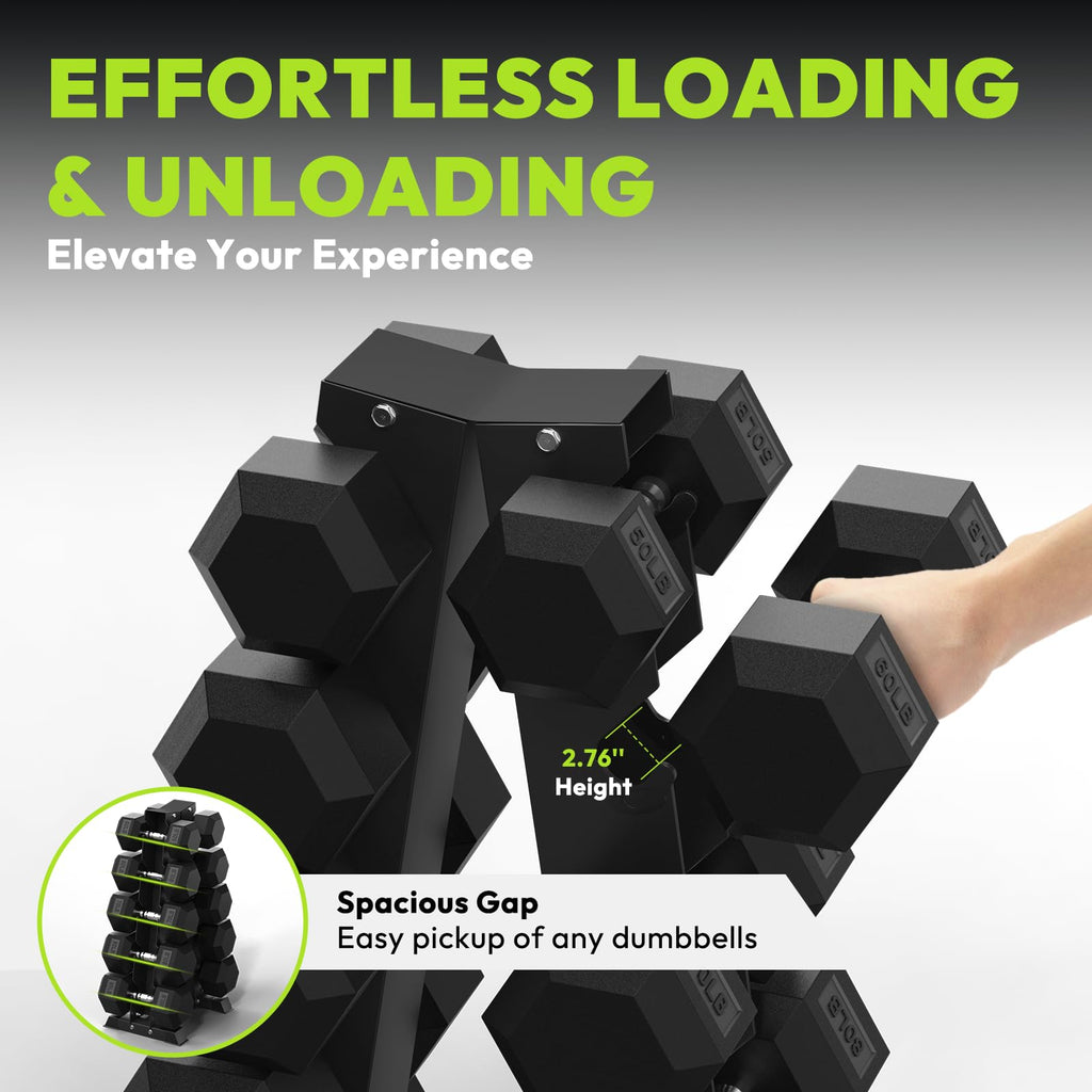 Hex Dumbbell Set with Vertical Storage Rack A835