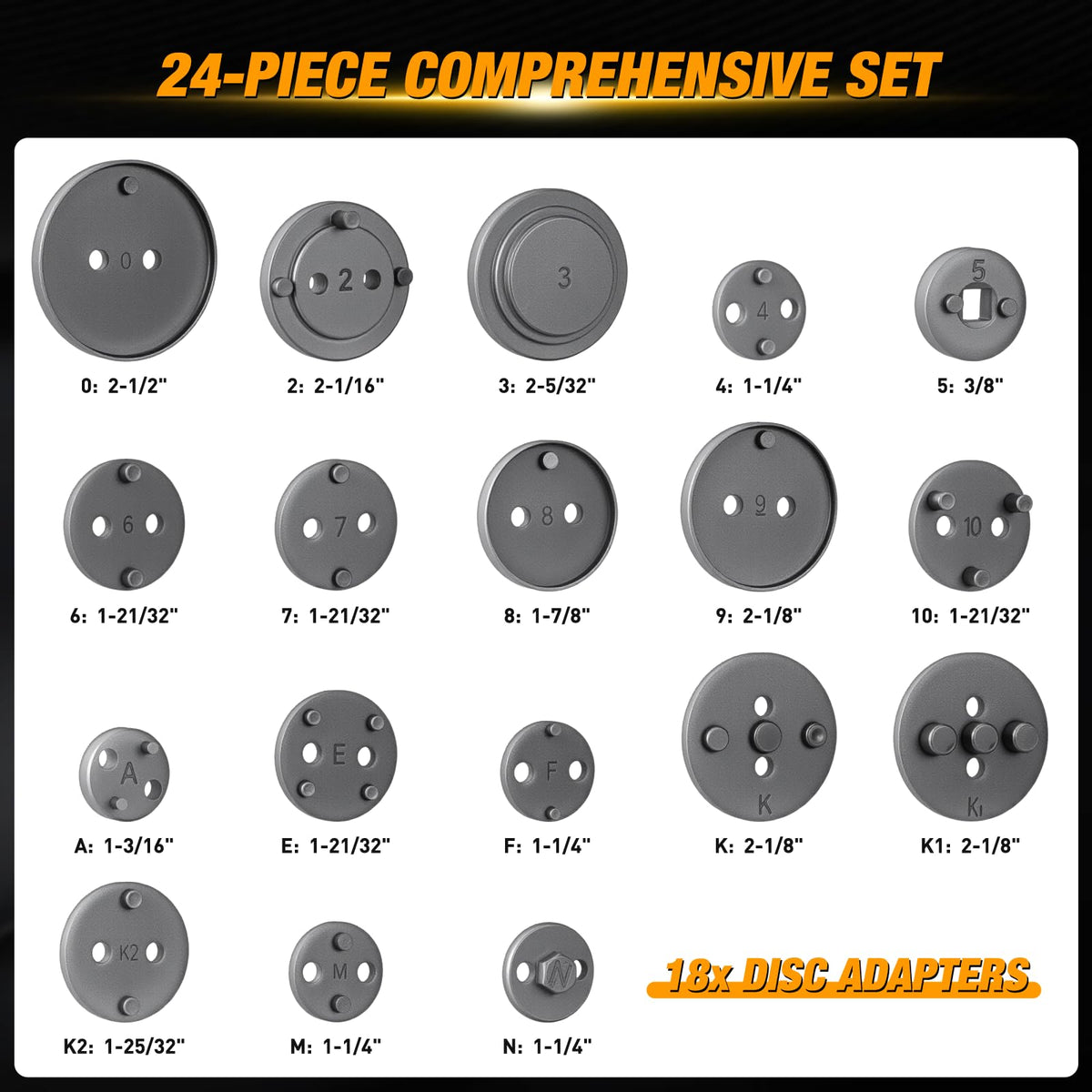 22pc Disc Brake Caliper Compression Tool Set L6176