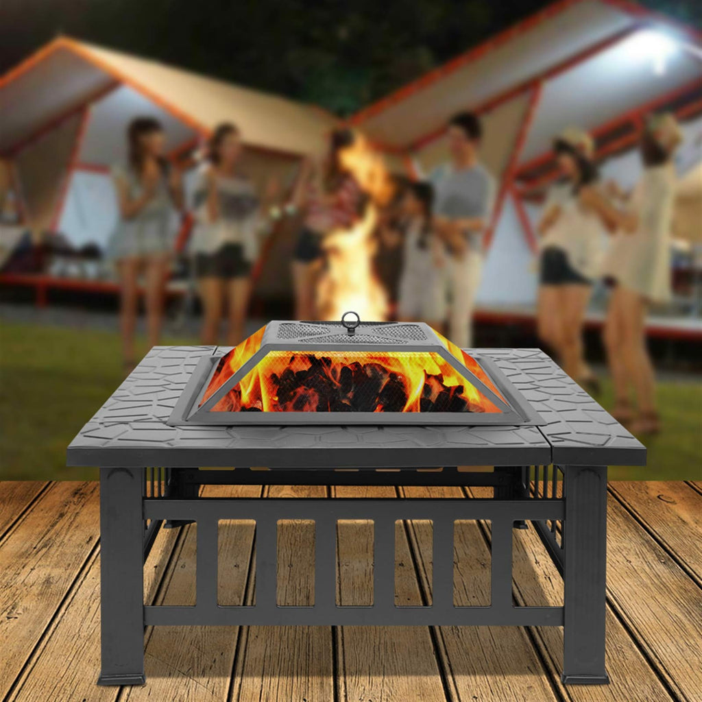 32in Square Metal Fire Pit Table I452910