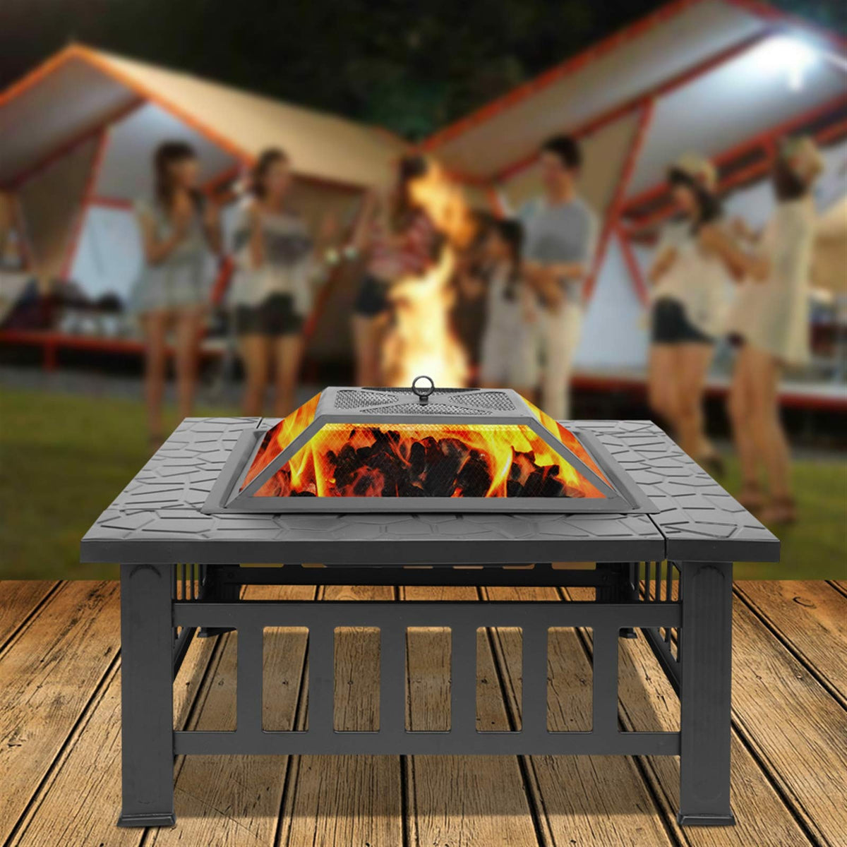 32in Square Metal Fire Pit Table I452910