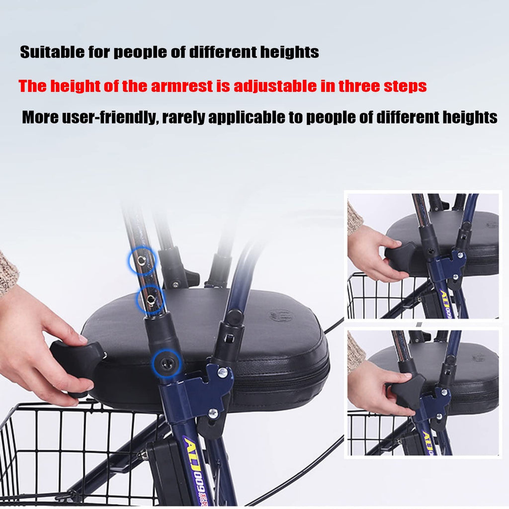 Upright Folding Rollator Walker with Seat P581