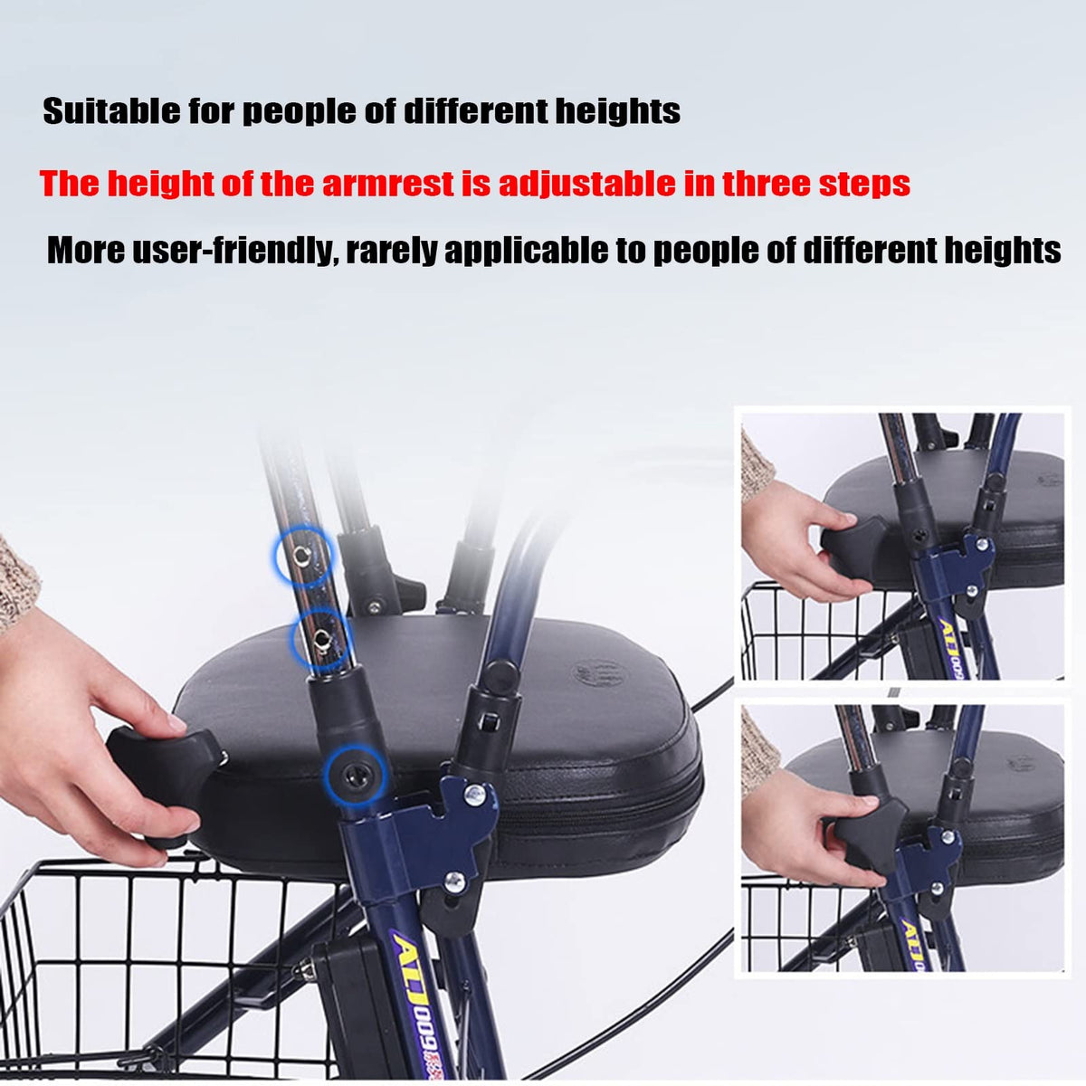 Upright Folding Rollator Walker with Seat P581