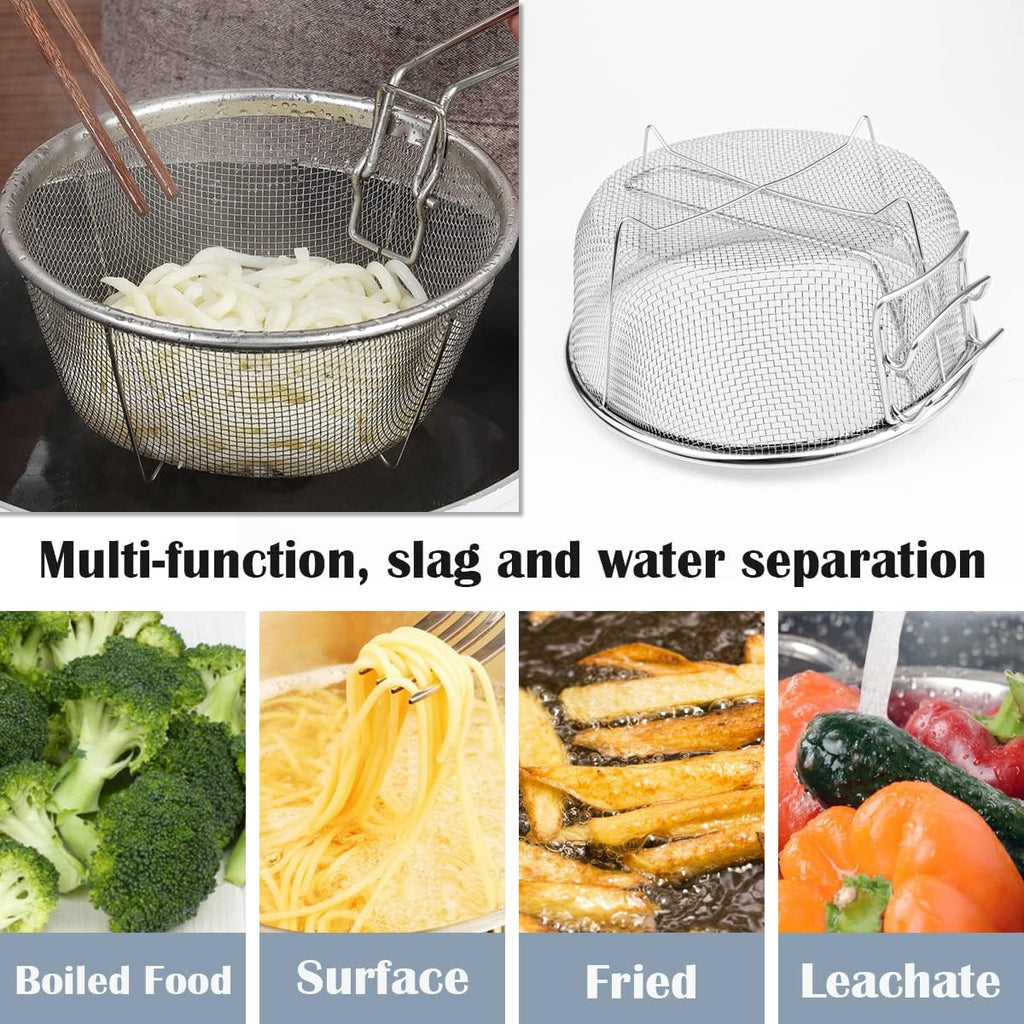 Stainless Steel 8inch Round Wire Fry Basket with Folding Handle K2042