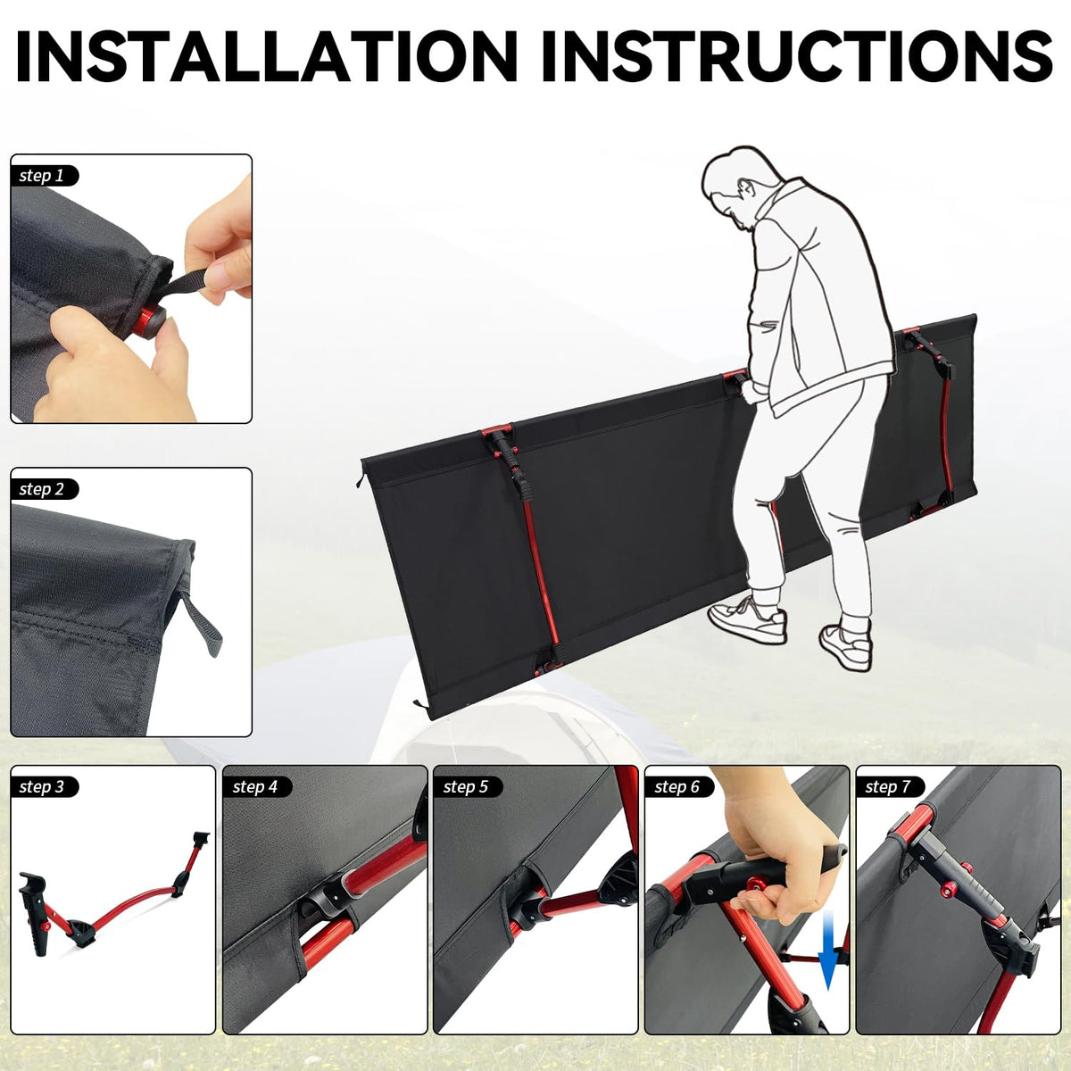 Portable Camping Cot Black U38374