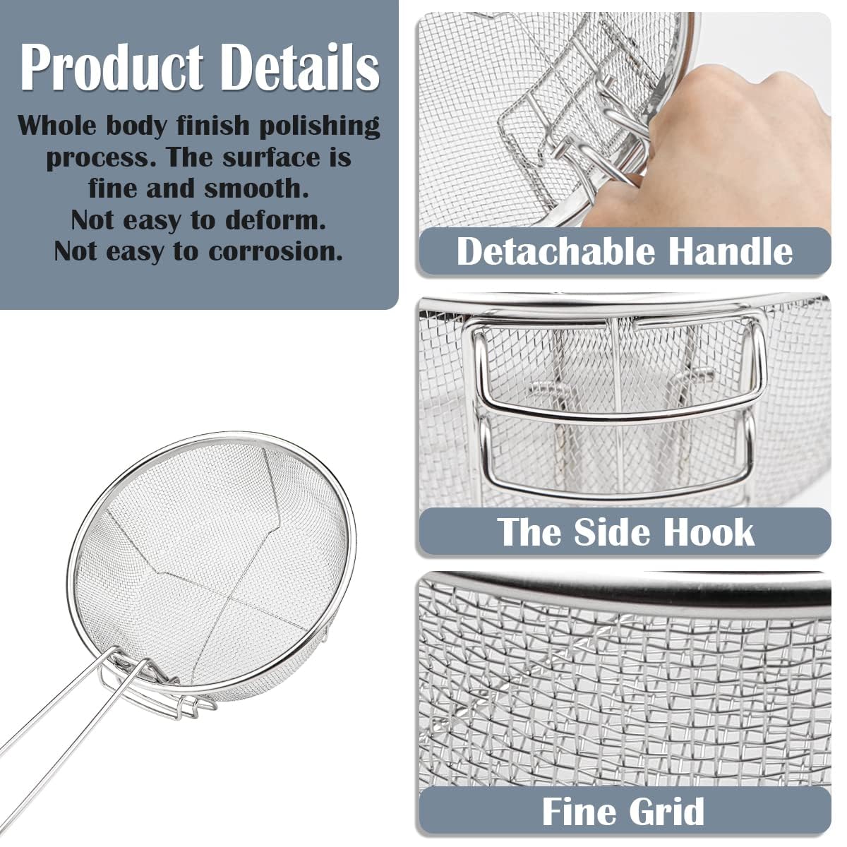 Stainless Steel 8inch Round Wire Fry Basket with Folding Handle K2042