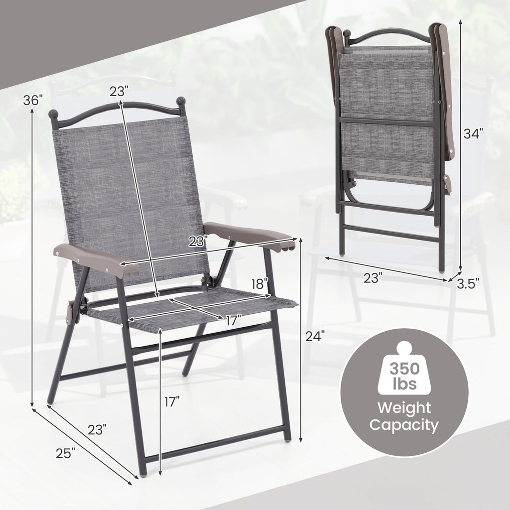 Set of 2 Grey Patio Folding Chairs W5340