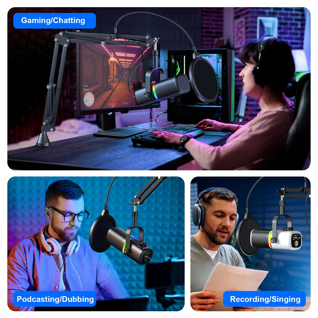 USB Condenser Gaming Microphone with Mic Arm D900