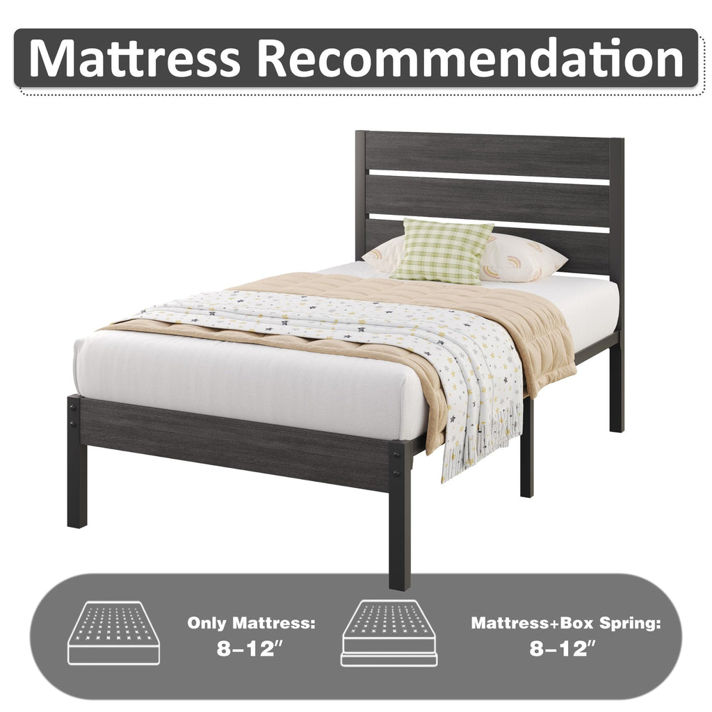Twin Metal Bed Frame with Headboard and Under Bed Storage M933096
