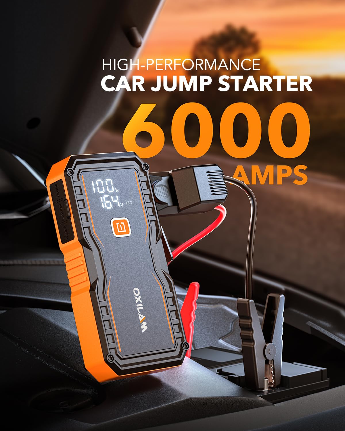 6000A Portable 12V Lithium Jump Starter with Jumper Cables C640524