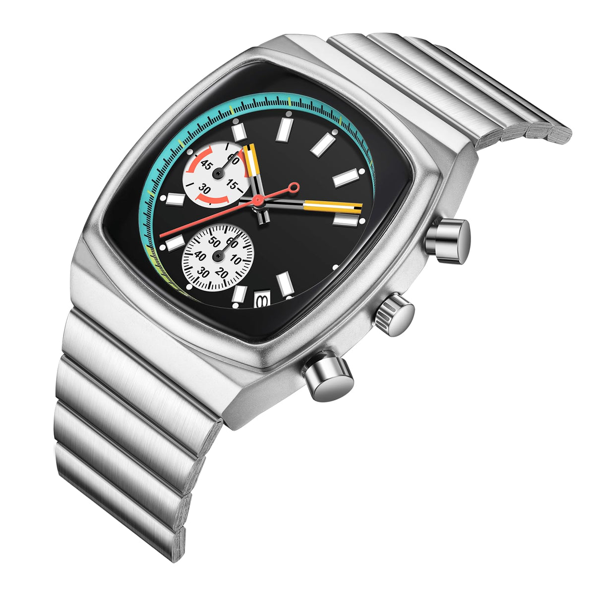 Mens Chronograph Stainless Steel Waterproof Analog Wristwatch I2871