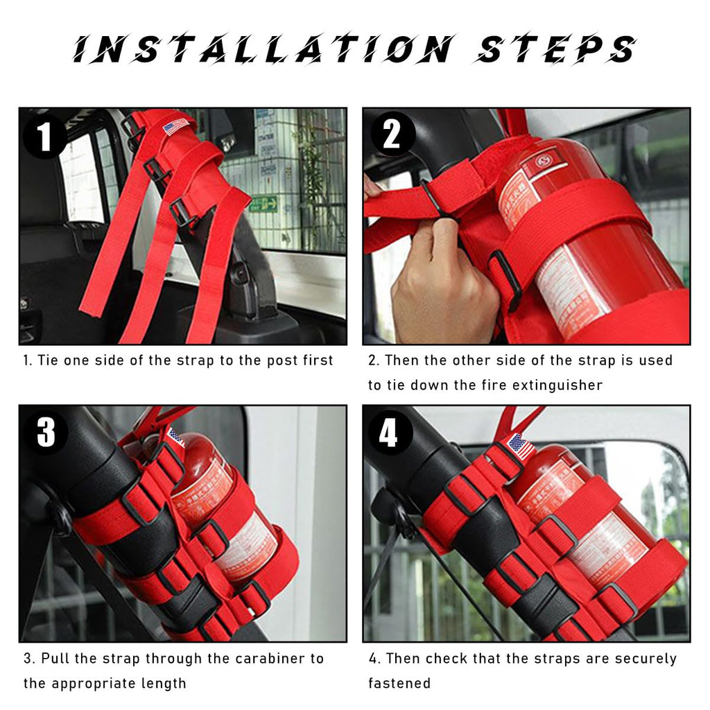 Adjustable Fire Extinguisher Holder with American Flag Pattern Strap B4127