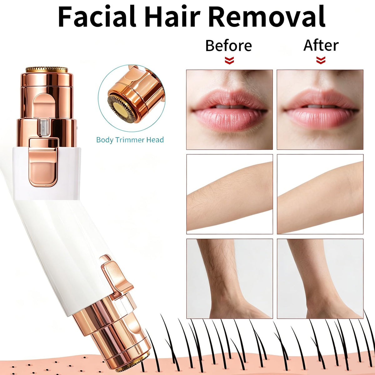 2 in 1 Electric Facial Hair Removal with LED Light Y117267