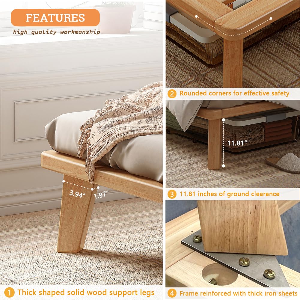 California-King Wood Platform Bed Frame L5038