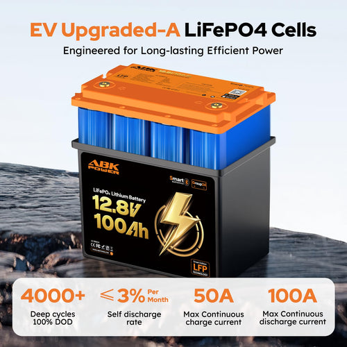 12V 100Ah LiFePO4 Lithium Battery with Bluetooth Monitoring & Low-Temp Protection A5016