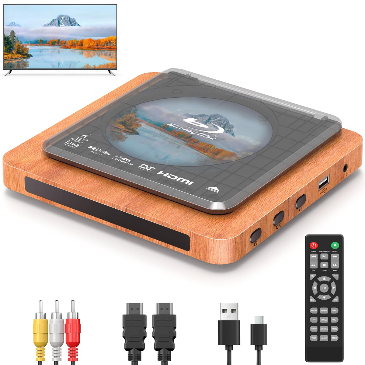 Blu-ray Player with HDMI/AV Cables & Remote Y1016