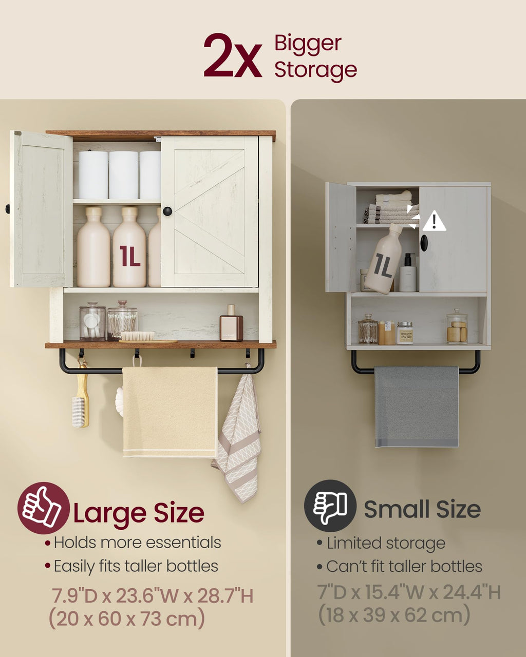 Wall-Mounted Bathroom Cabinet with Towel Bar Z376