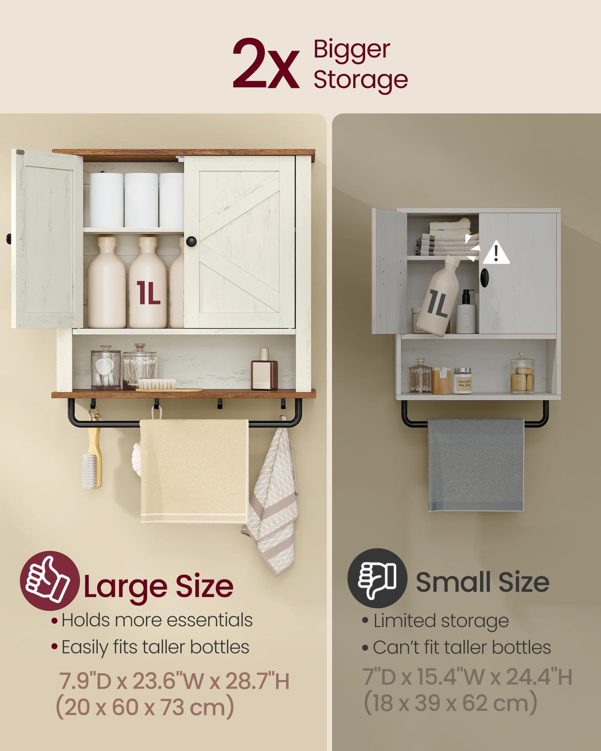 Wall-Mounted Bathroom Cabinet with Towel Bar Z376