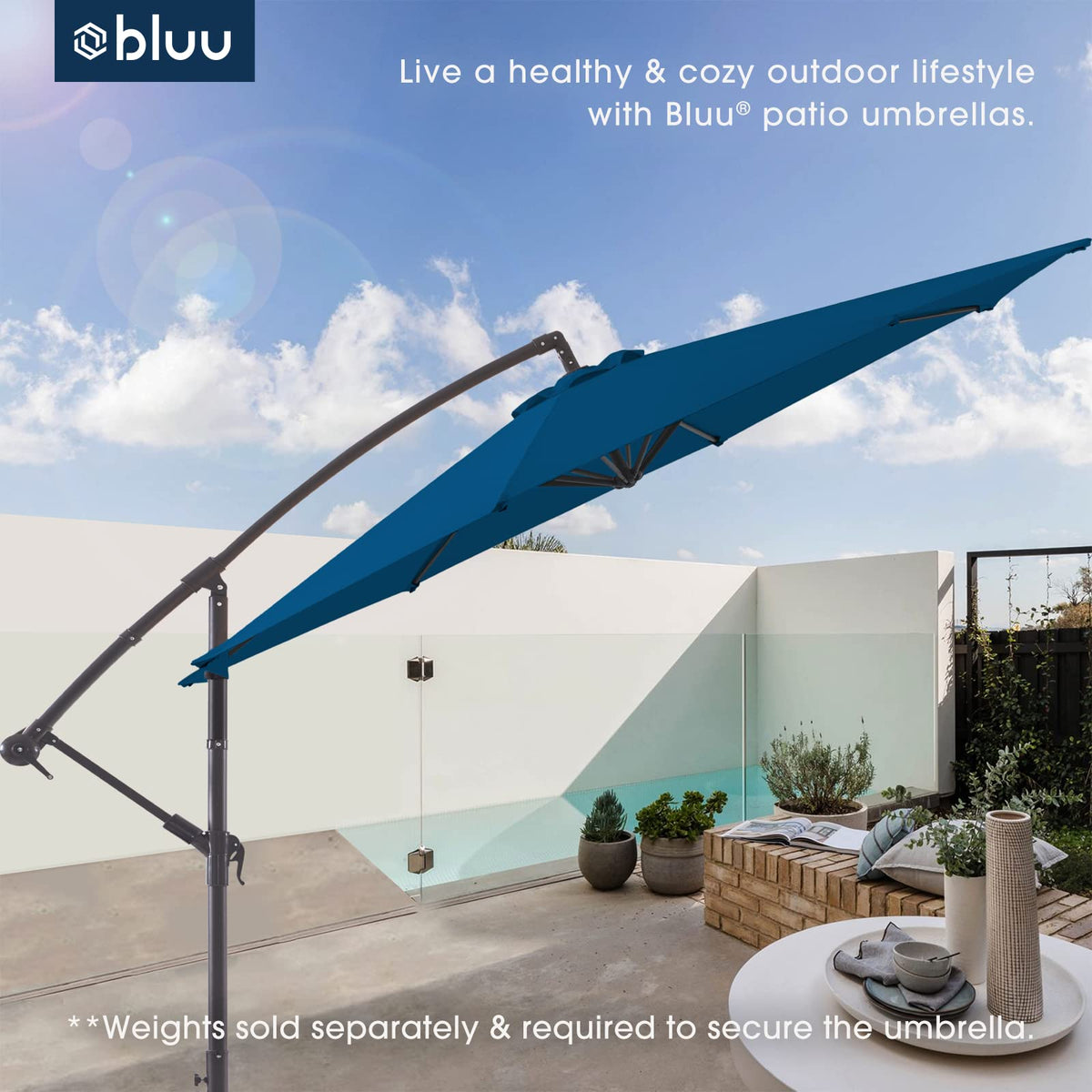 10 FT Patio Offset Umbrella with Infinite Tilt, Crank & Cross Base Q734032