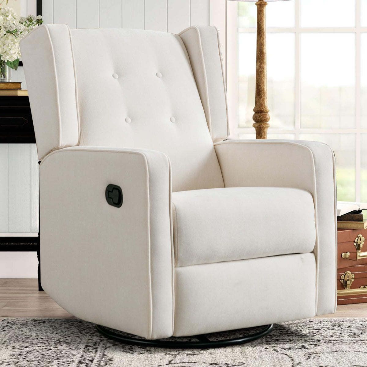 White Swivel Rocker Recliner Chair C738
