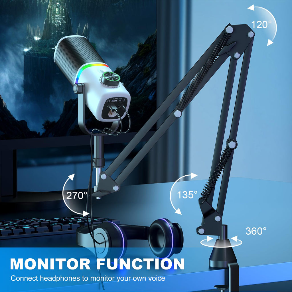USB Condenser Gaming Microphone with Mic Arm D900