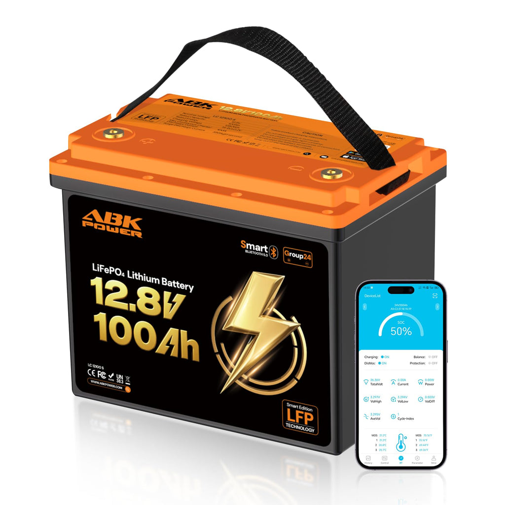 12V 100Ah LiFePO4 Lithium Battery with Bluetooth Monitoring & Low-Temp Protection A5016