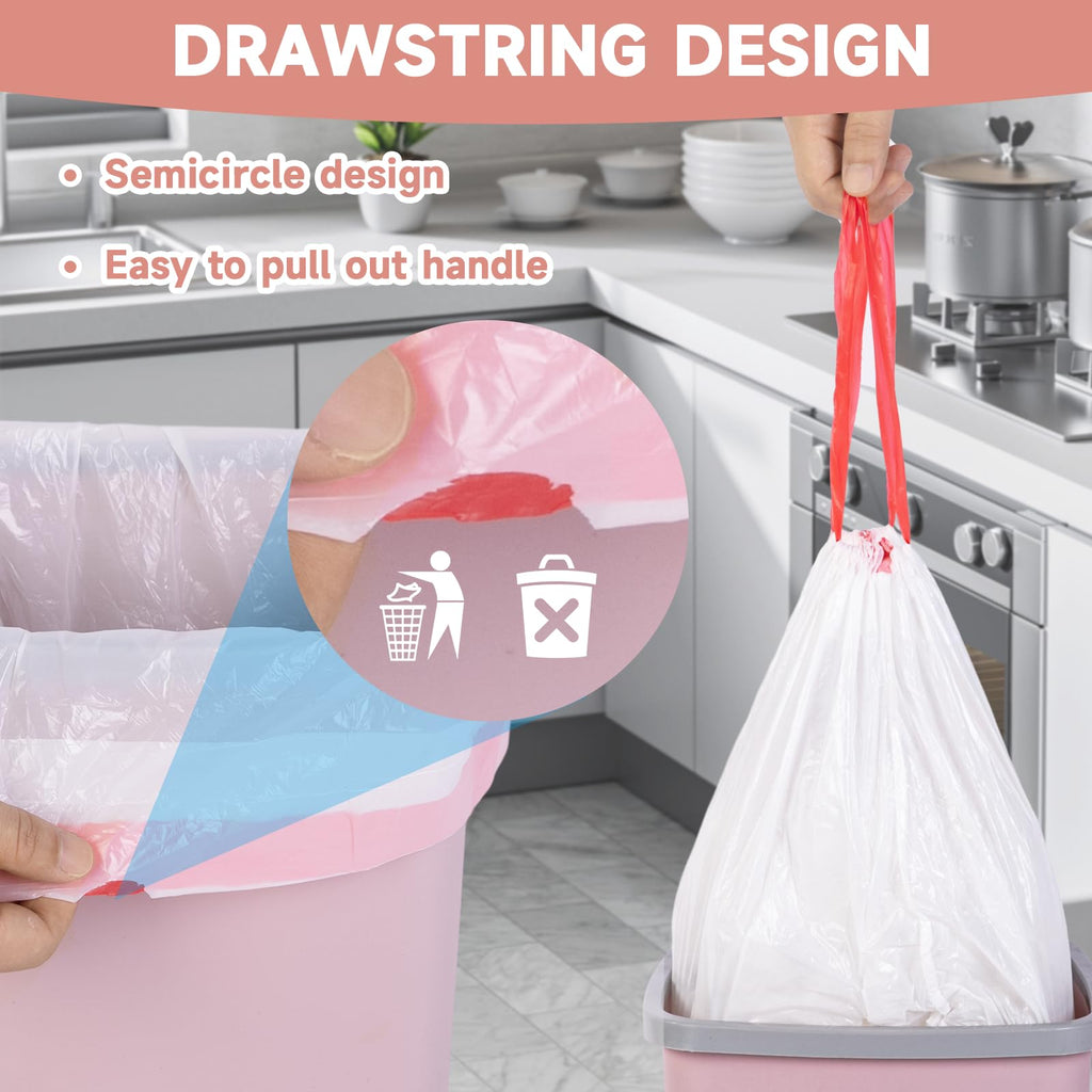 2 Gallon White Drawstring Trash Bags 60 Count E4757