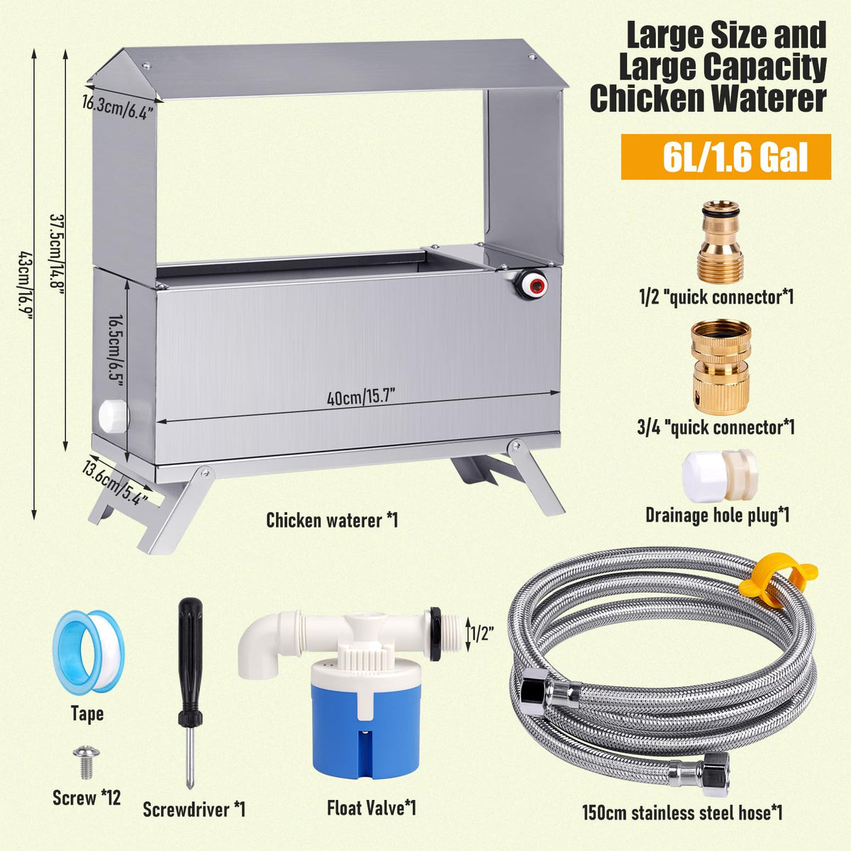 Stainless Steel Automatic Chicken Waterer E719