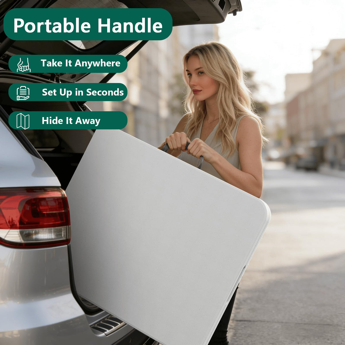 6FT White Folding Table with Steel Legs O89567