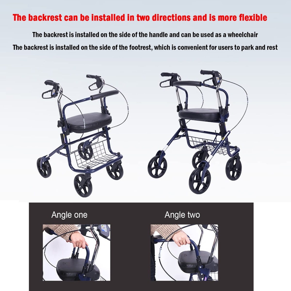 Upright Folding Rollator Walker with Seat P581