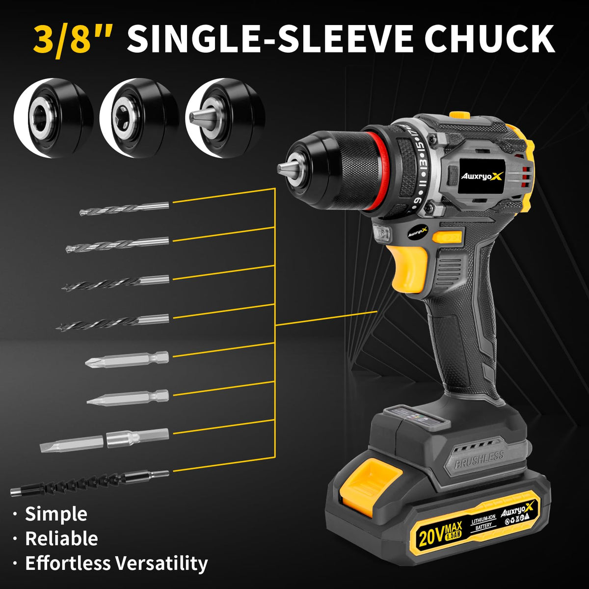 Brushless Compact Cordless Drill Tool Set 135Pcs C7771