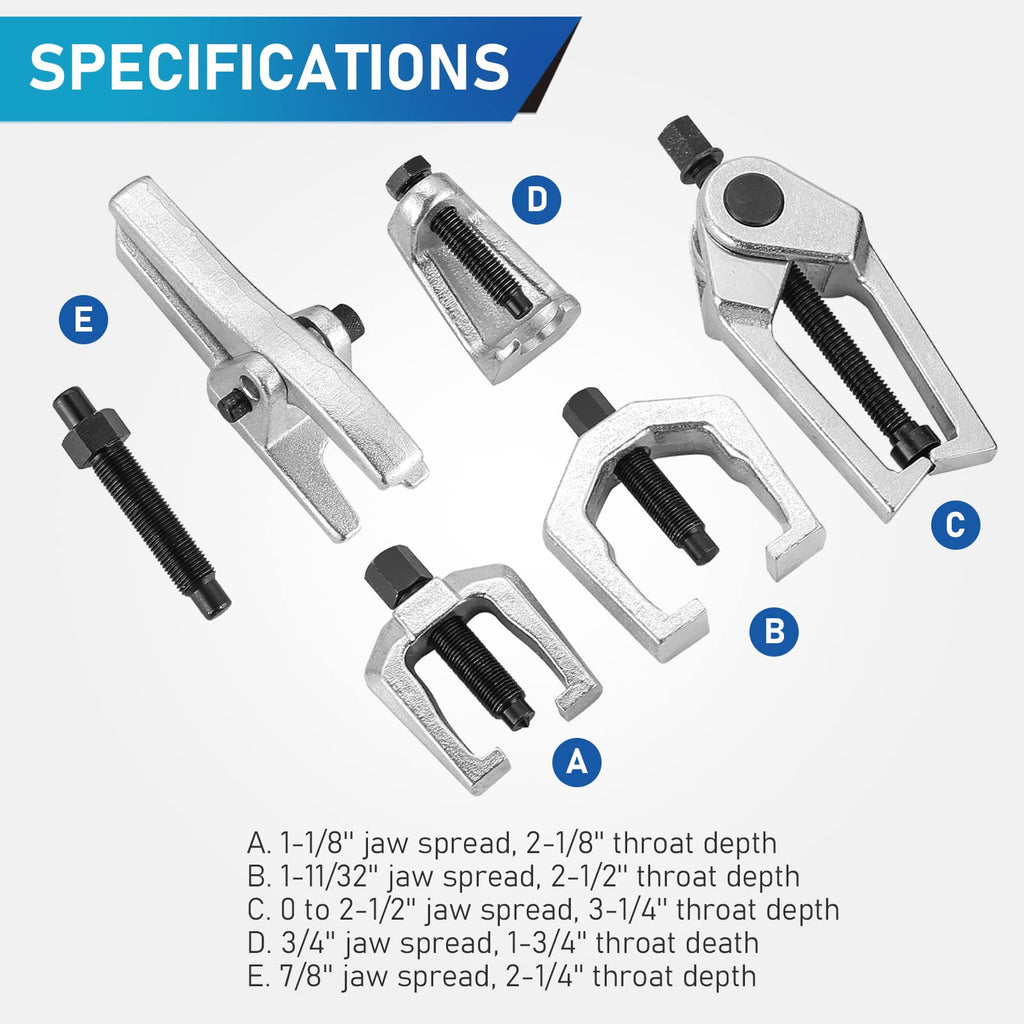 5pcs Ball Joint Separator Pitman Arm Puller Tie Rod End Tool Set B3608