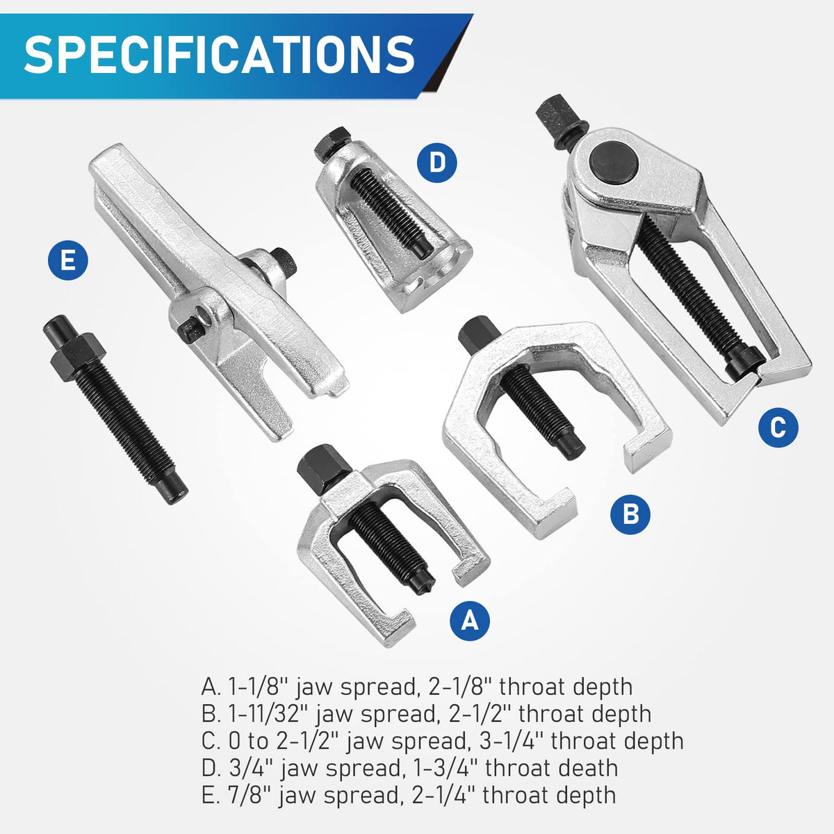 5pcs Ball Joint Separator Pitman Arm Puller Tie Rod End Tool Set B3608