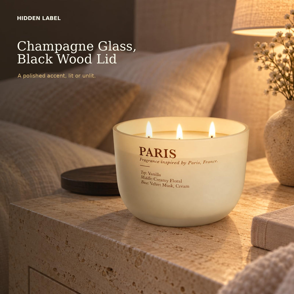 Vanilla Cream Scented Candle, 16 oz, 3-Wick Soy Wax S557183
