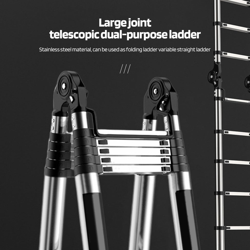 Telescoping Ladder with Locking Mechanism, Heavy Duty Aluminum 330 lbs J117494