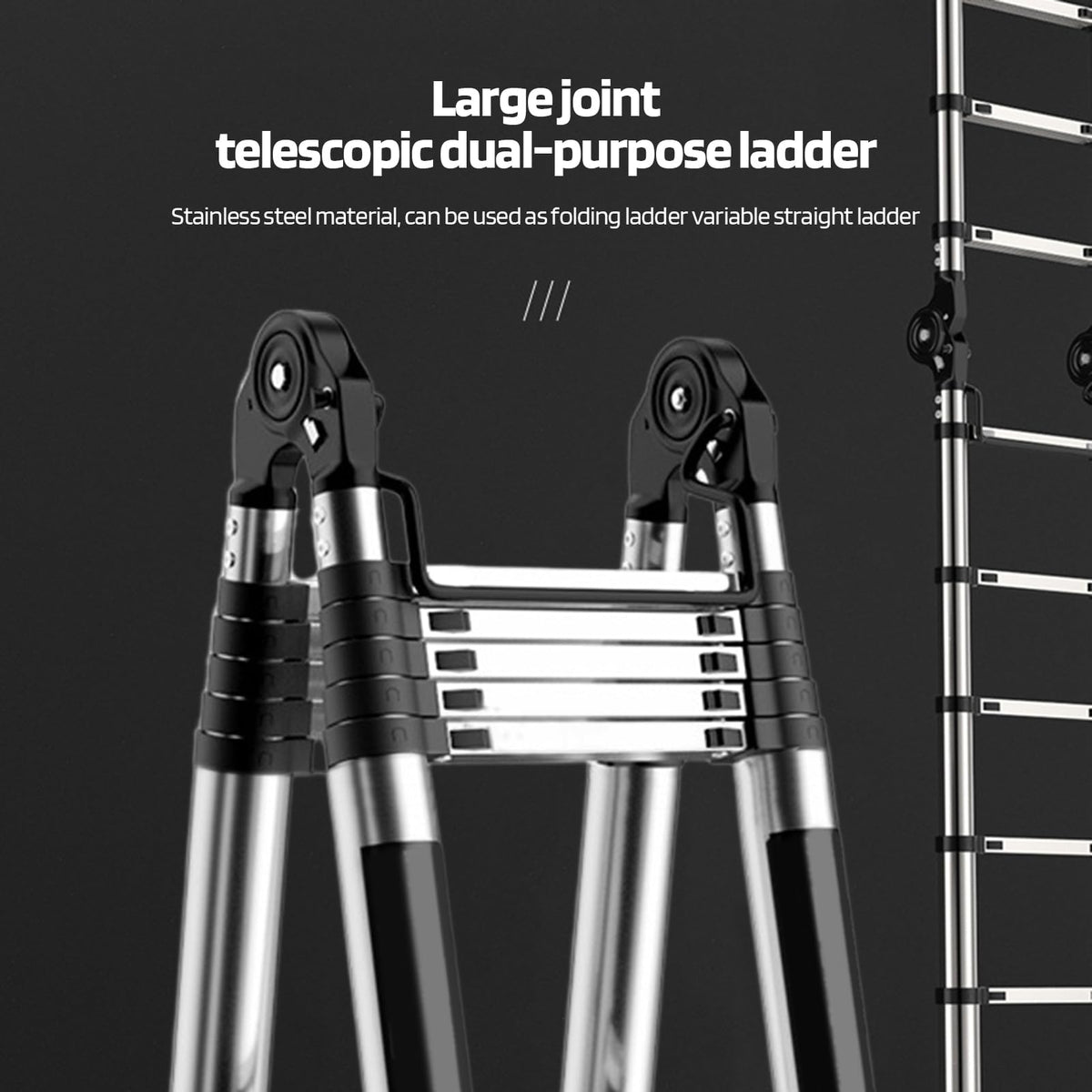 Telescoping Ladder with Locking Mechanism, Heavy Duty Aluminum 330 lbs J117494