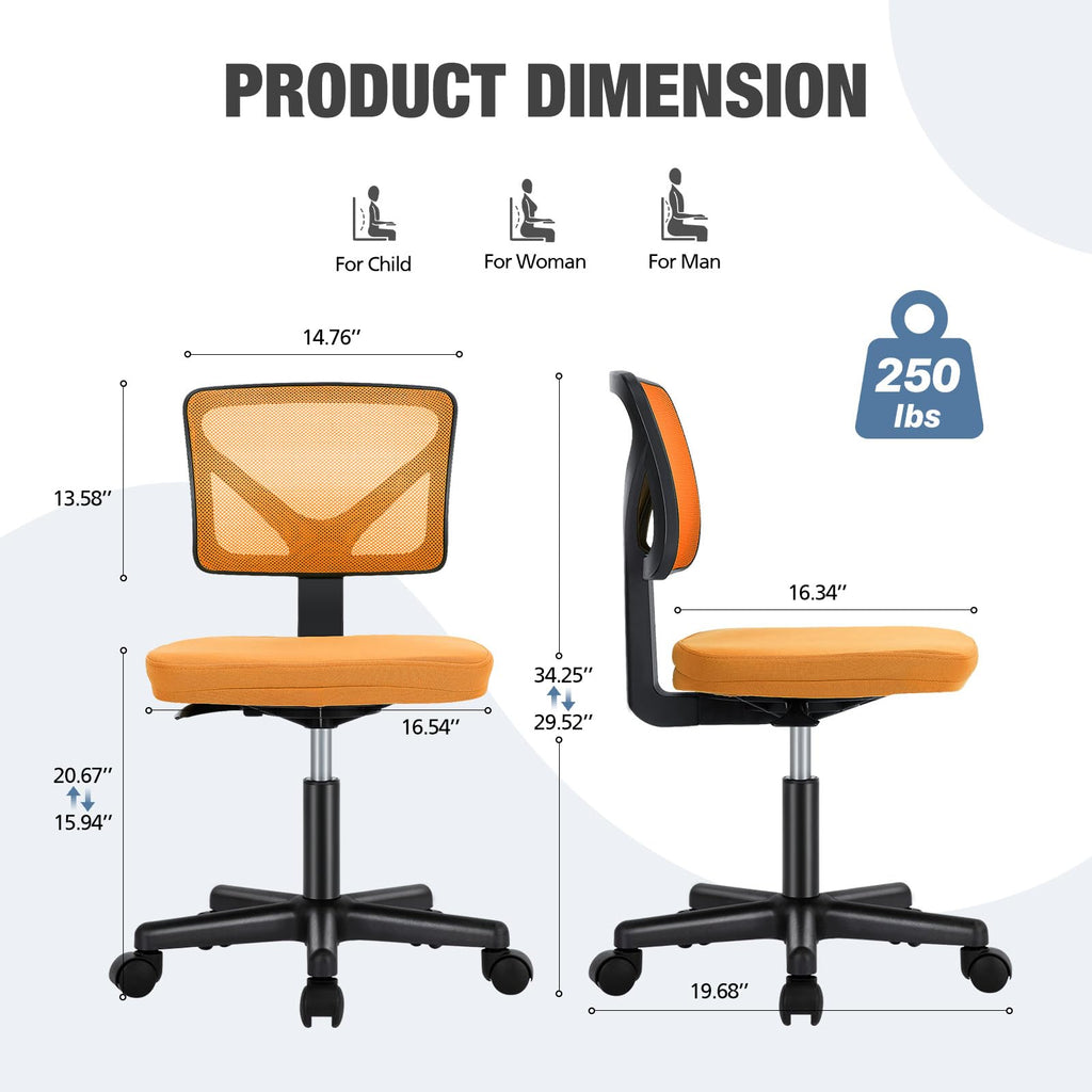Orange Mesh Ergonomic Low-Back Swivel Office Chair Z7479