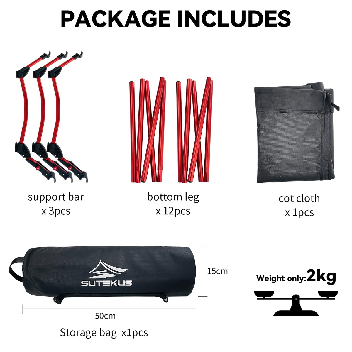 Portable Camping Cot Black U38374