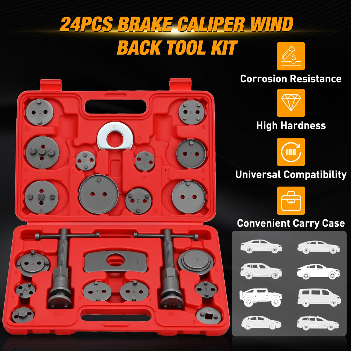 22pc Disc Brake Caliper Compression Tool Set L6176