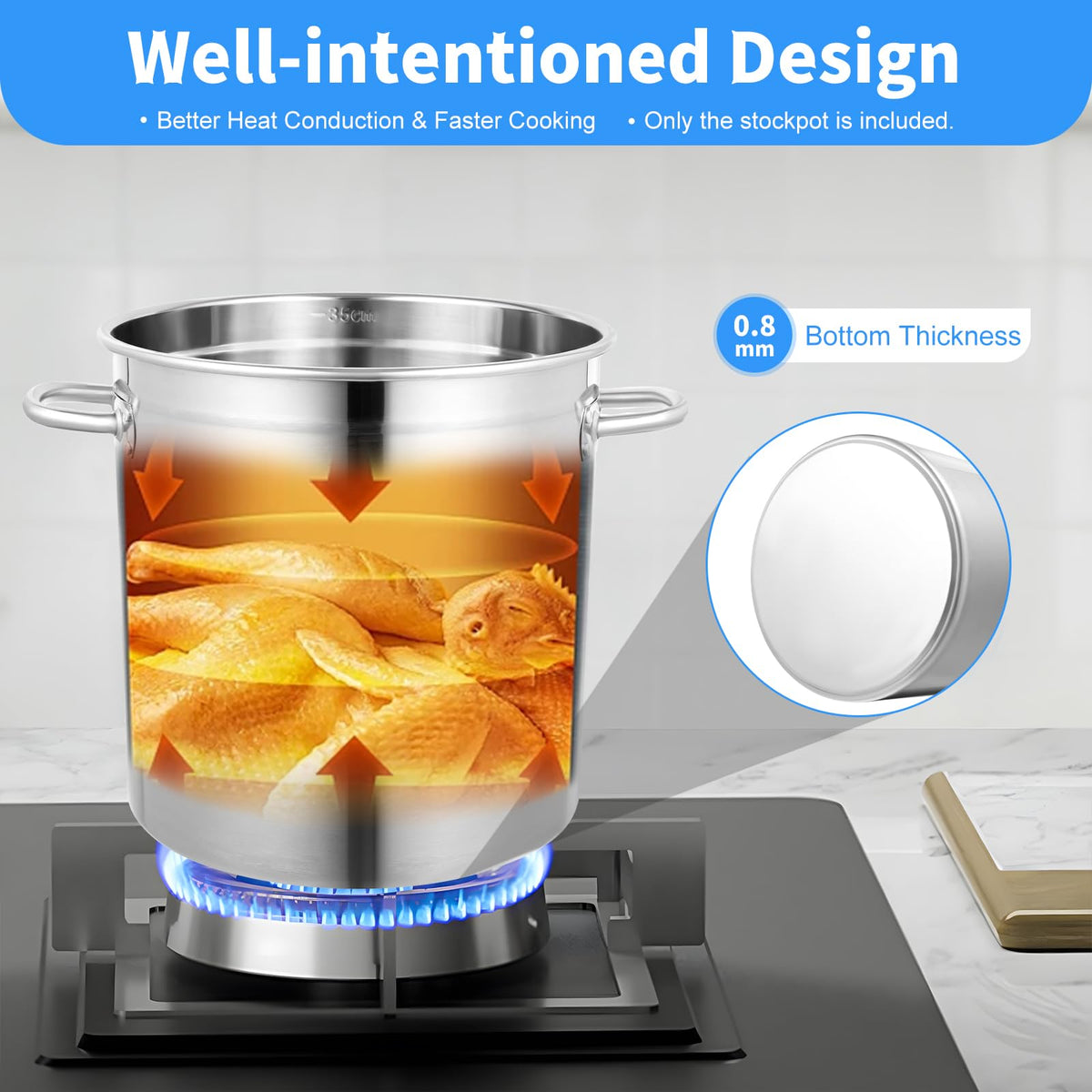 35L Stainless Steel Stockpot with Lid G30457