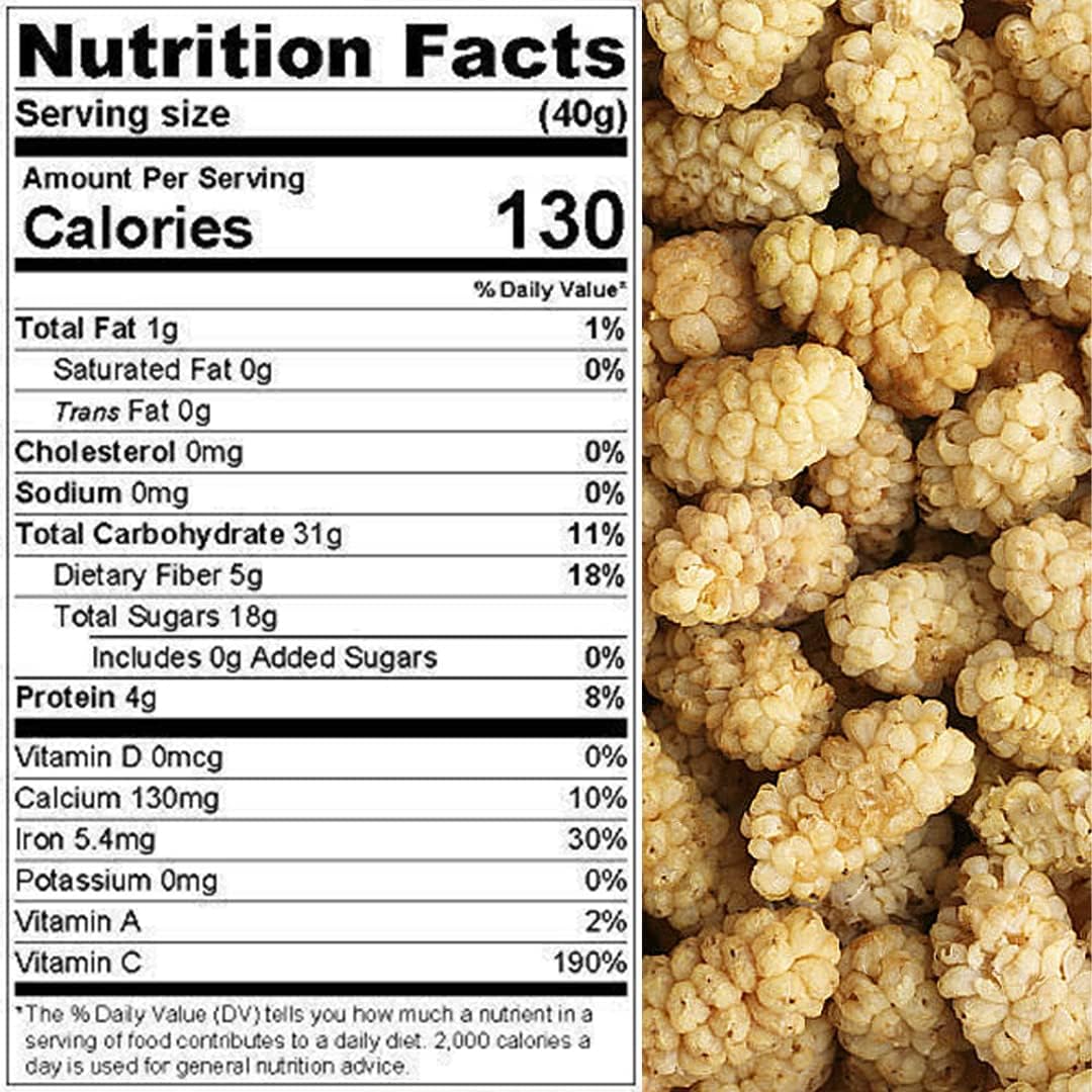 Sun Dried White Mulberries 5 lbs. Resealable Pouch Z3529