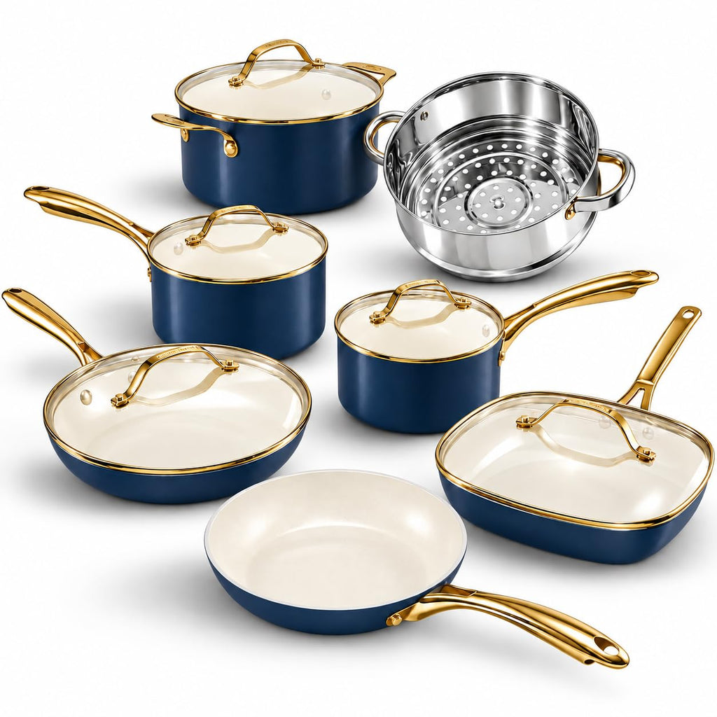 12 Pc Titanium Ceramic Nonstick Cookware Set N6090