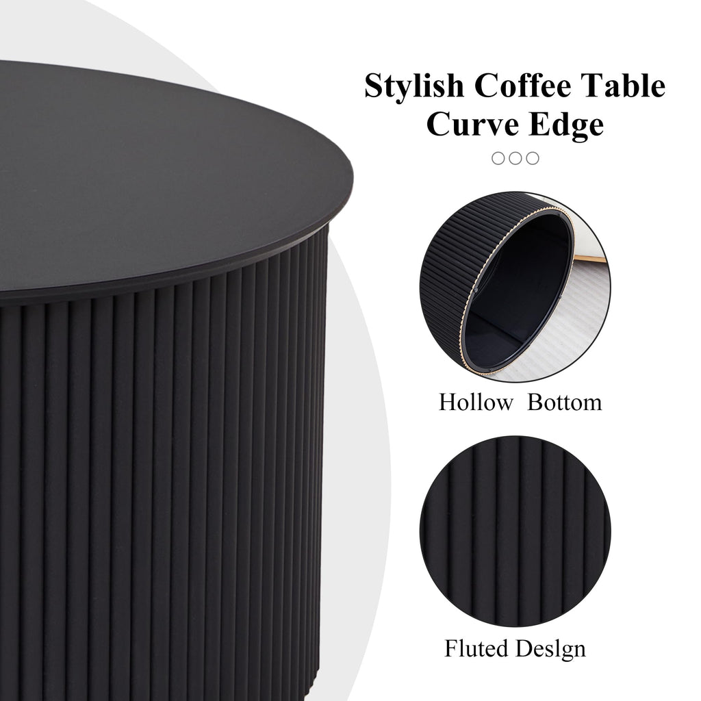 Fluted Round Nesting Coffee Table Set of 2 D12121