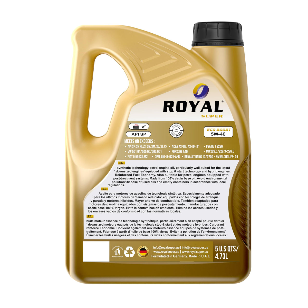 5W-40 Full Synthetic Engine Oil 5 US Quarts F11697