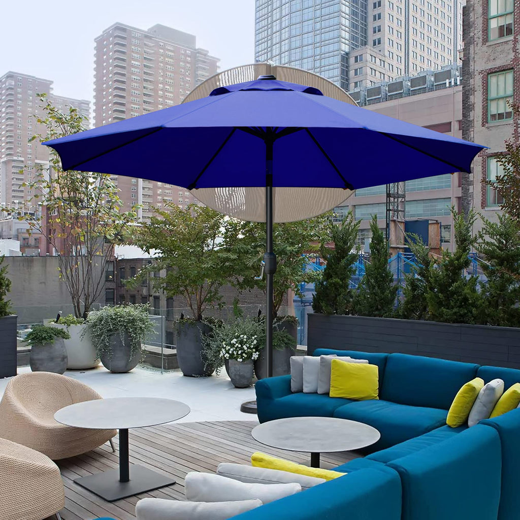 9' Patio Umbrella with 8 Ribs Navy Blue B21056